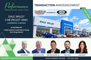 Performance Brokerage Services Advises on the Sale of Dale Willey Chevrolet GMC in Lawrence, Kansas, from Greg Maurer to Cable Dahmer Automotive Group